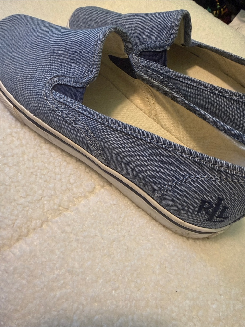 Ralph Lauren Light Denim Slip-On Moccasins